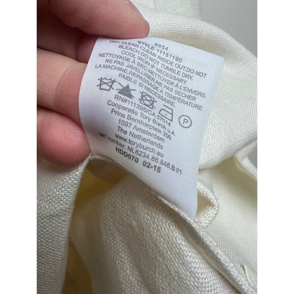 Tory Burch Cream Linen Tunic with Embroidery Accents Sz. 4 - Picture 6 of 9